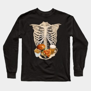 1980s funny halloween Fast Food in Human Skeleton Long Sleeve T-Shirt
